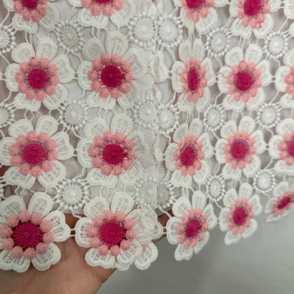 J. Crew Womens Crochet Lace Pencil Skirt Size 0 Floral Pink White Preppy NWT