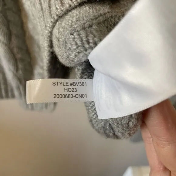 J.Crew Chunky Knit Sweater Women's M Gray Wool Blend w Back Tie