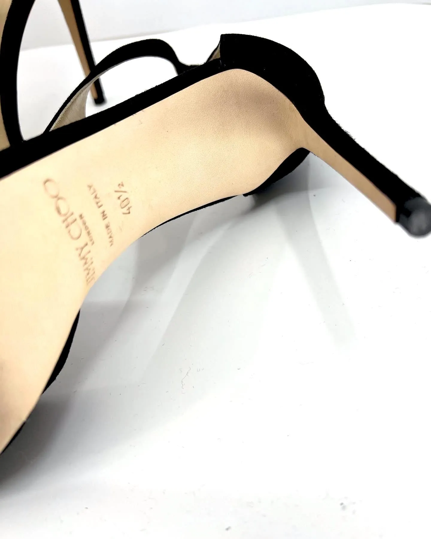 JIMMY CHOO LANA T BAR 100 SUEDE SANDALS