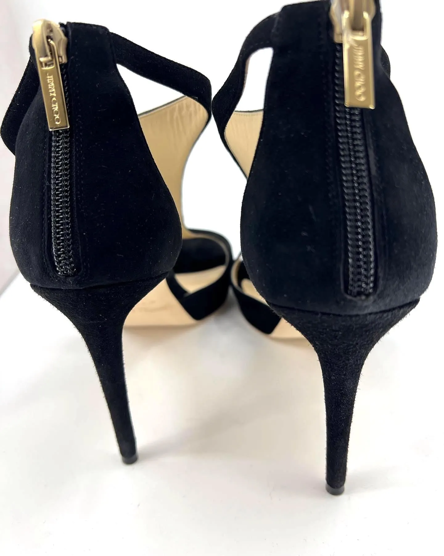 JIMMY CHOO LANA T BAR 100 SUEDE SANDALS