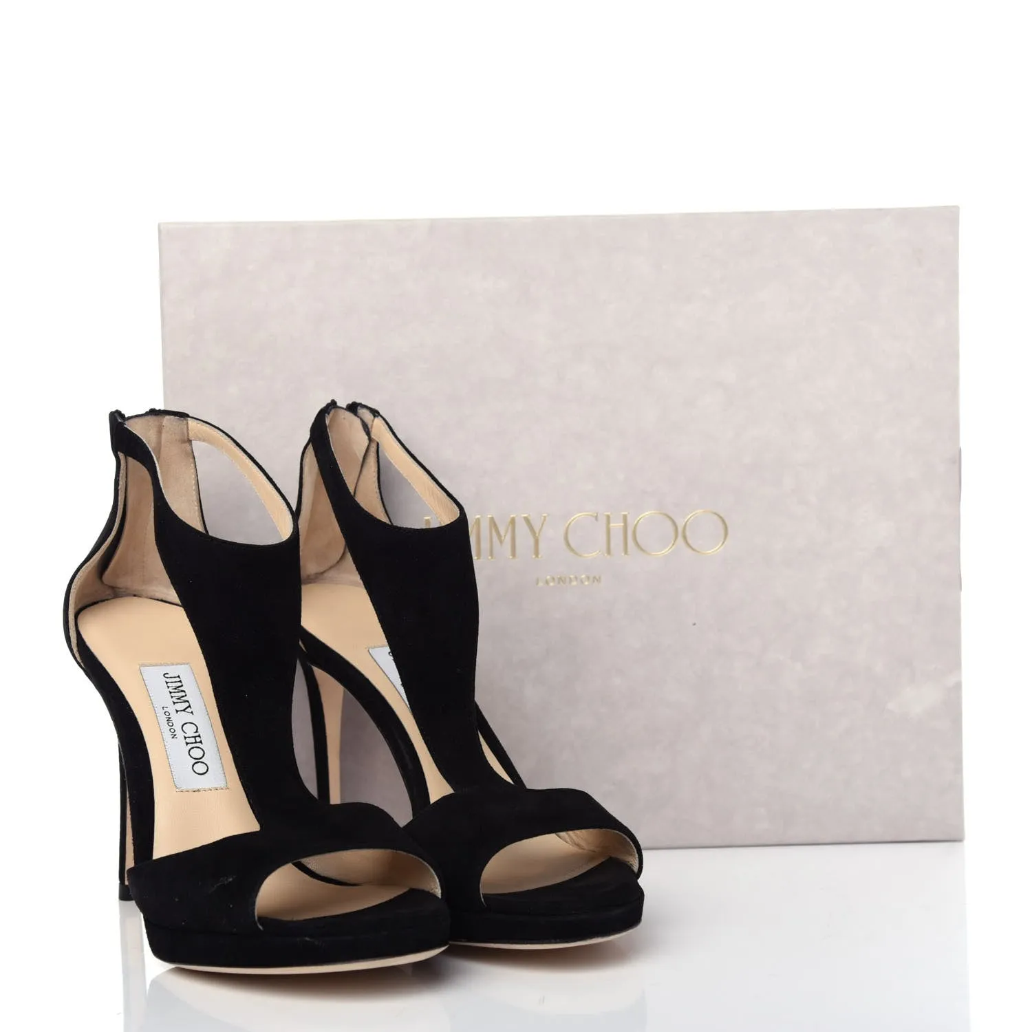 JIMMY CHOO LANA T BAR 100 SUEDE SANDALS