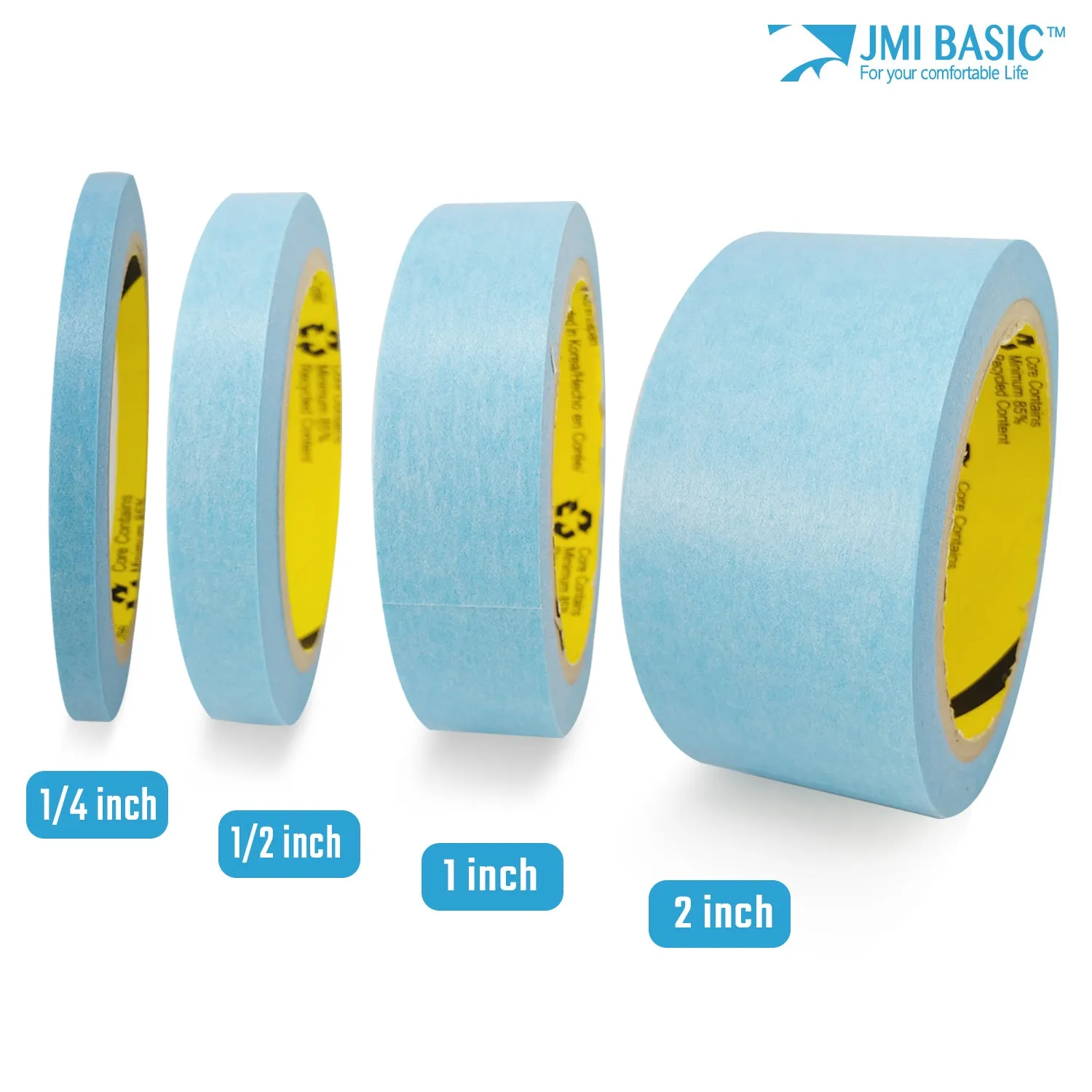 JMIBASIC Masking Tape Washi Paper - 1 Inch (24mm) x Multi Pack, Blue Painters Tape for Delicate Surfaces
