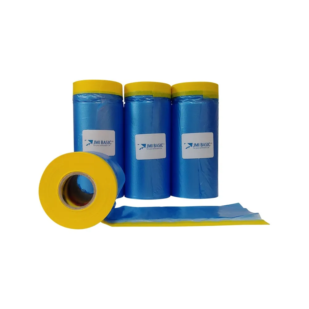 JMIBASIC Pre taped Masking Paper - Painters Plastic Sheeting Paint Tape for Auto body