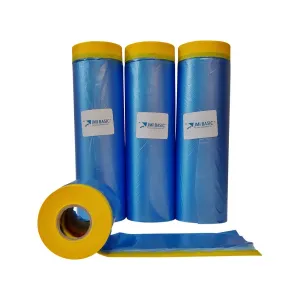 JMIBASIC Pre taped Masking Paper - Painters Plastic Sheeting Paint Tape for Auto body