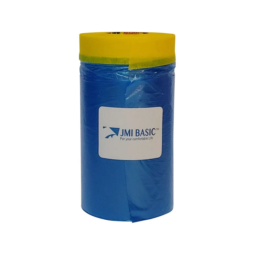 JMIBASIC Pre taped Masking Paper - Painters Plastic Sheeting Paint Tape for Auto body