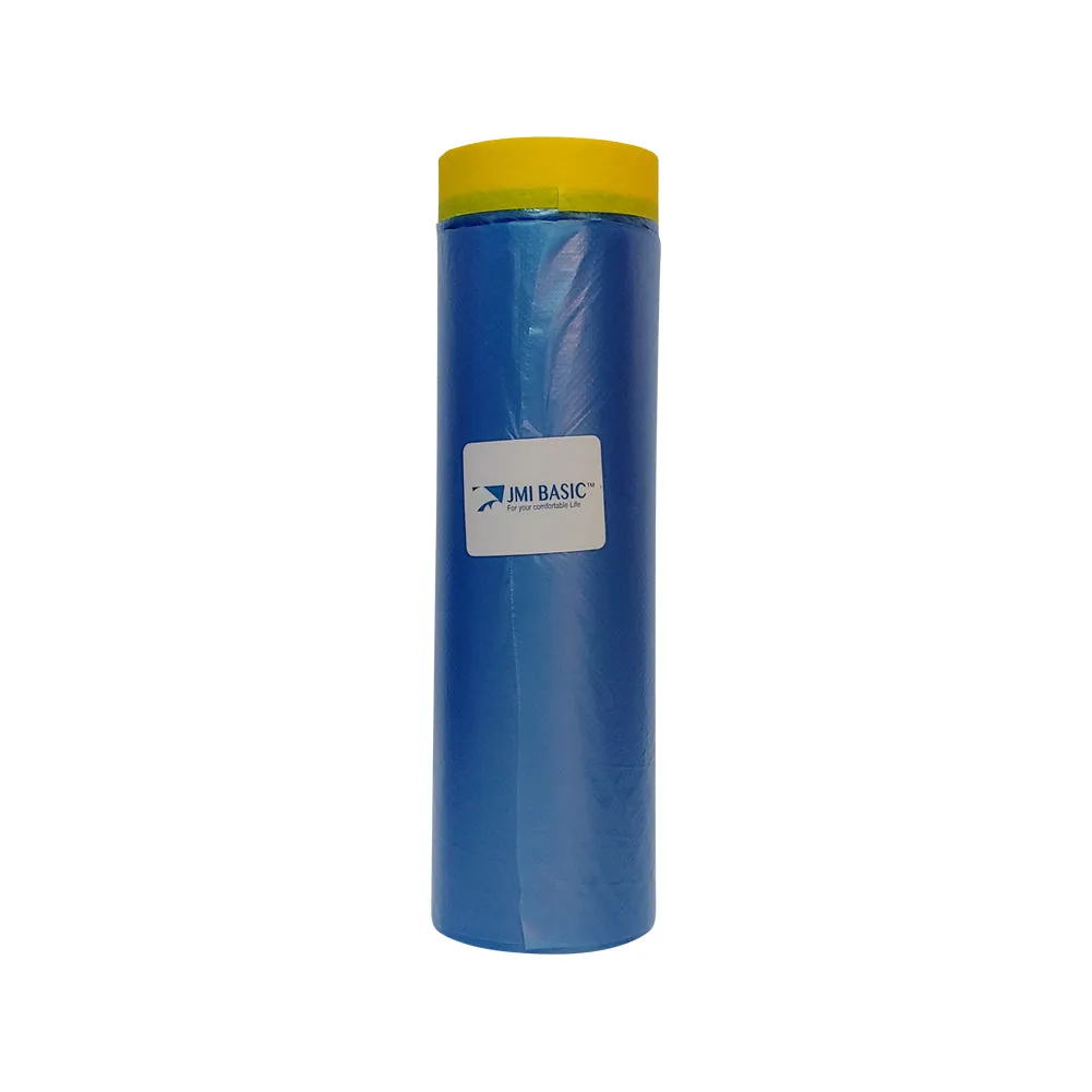 JMIBASIC Pre taped Masking Paper - Painters Plastic Sheeting Paint Tape for Auto body