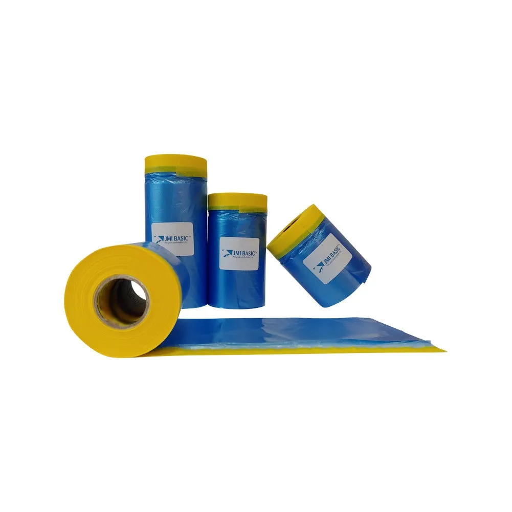 JMIBASIC Pre taped Masking Paper - Painters Plastic Sheeting Paint Tape for Auto body