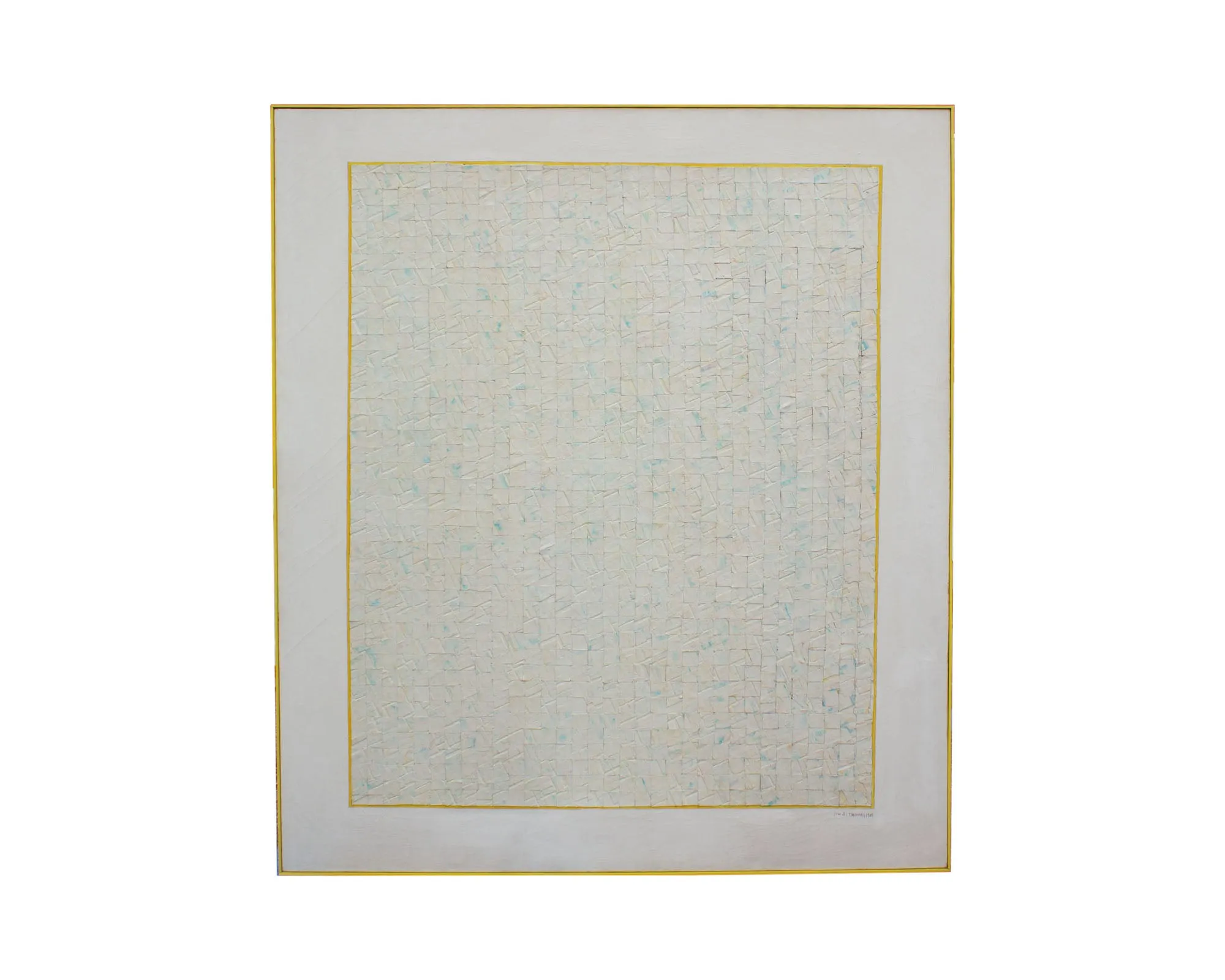 John Zohe Thomas Signed 1980 “Grid” Acrylic and Canvas Collage on Canvas Painting