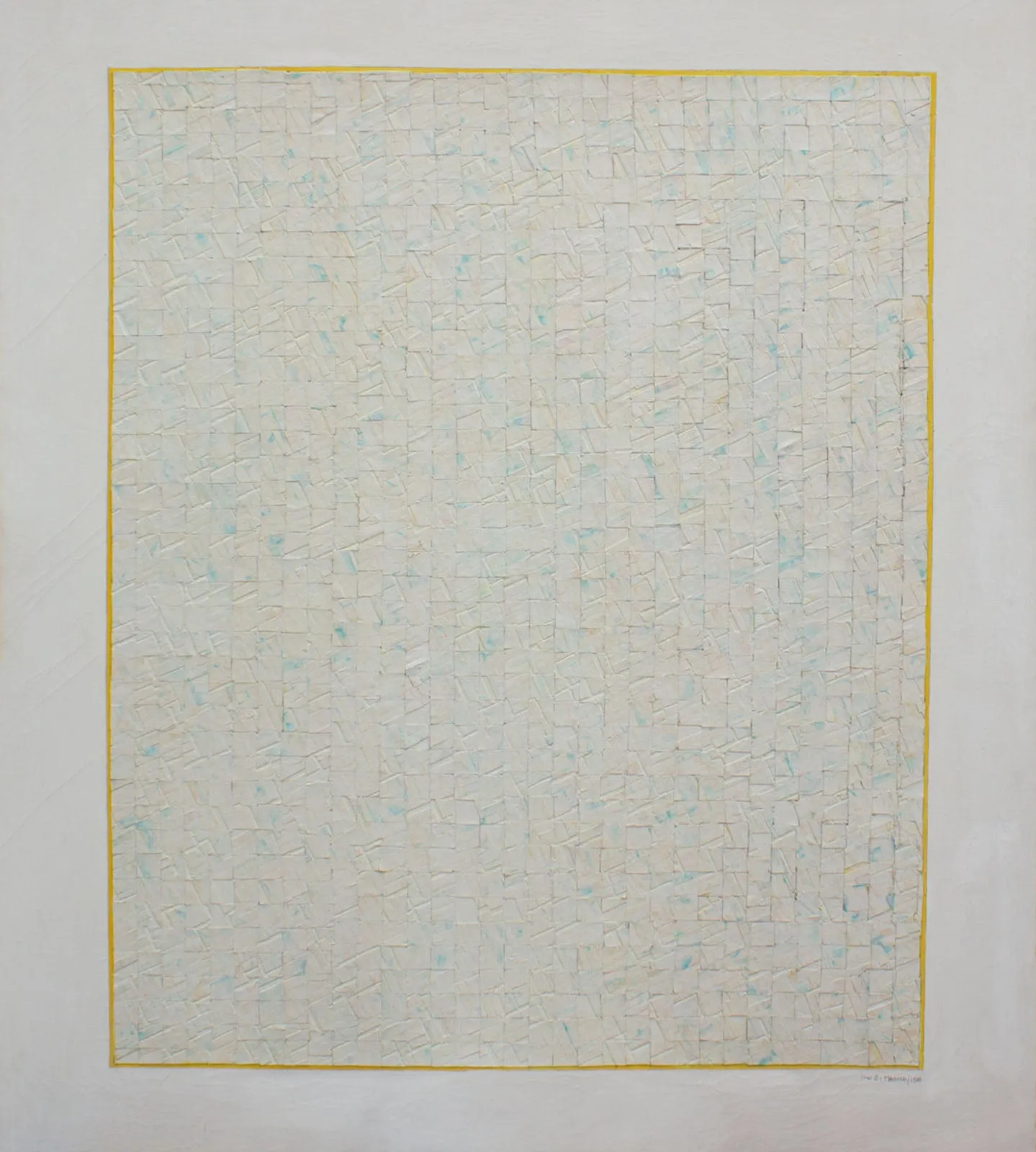 John Zohe Thomas Signed 1980 “Grid” Acrylic and Canvas Collage on Canvas Painting