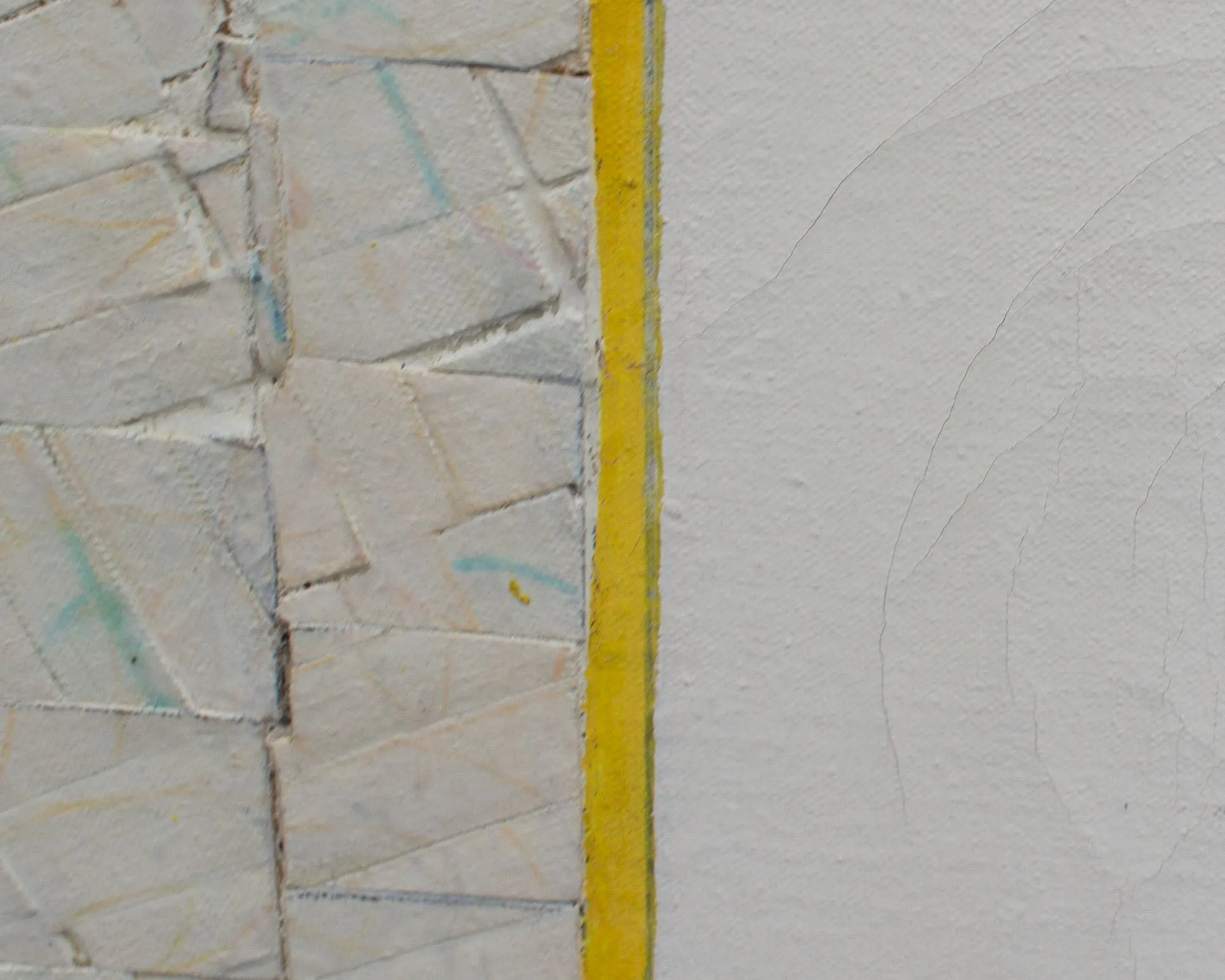 John Zohe Thomas Signed 1980 “Grid” Acrylic and Canvas Collage on Canvas Painting