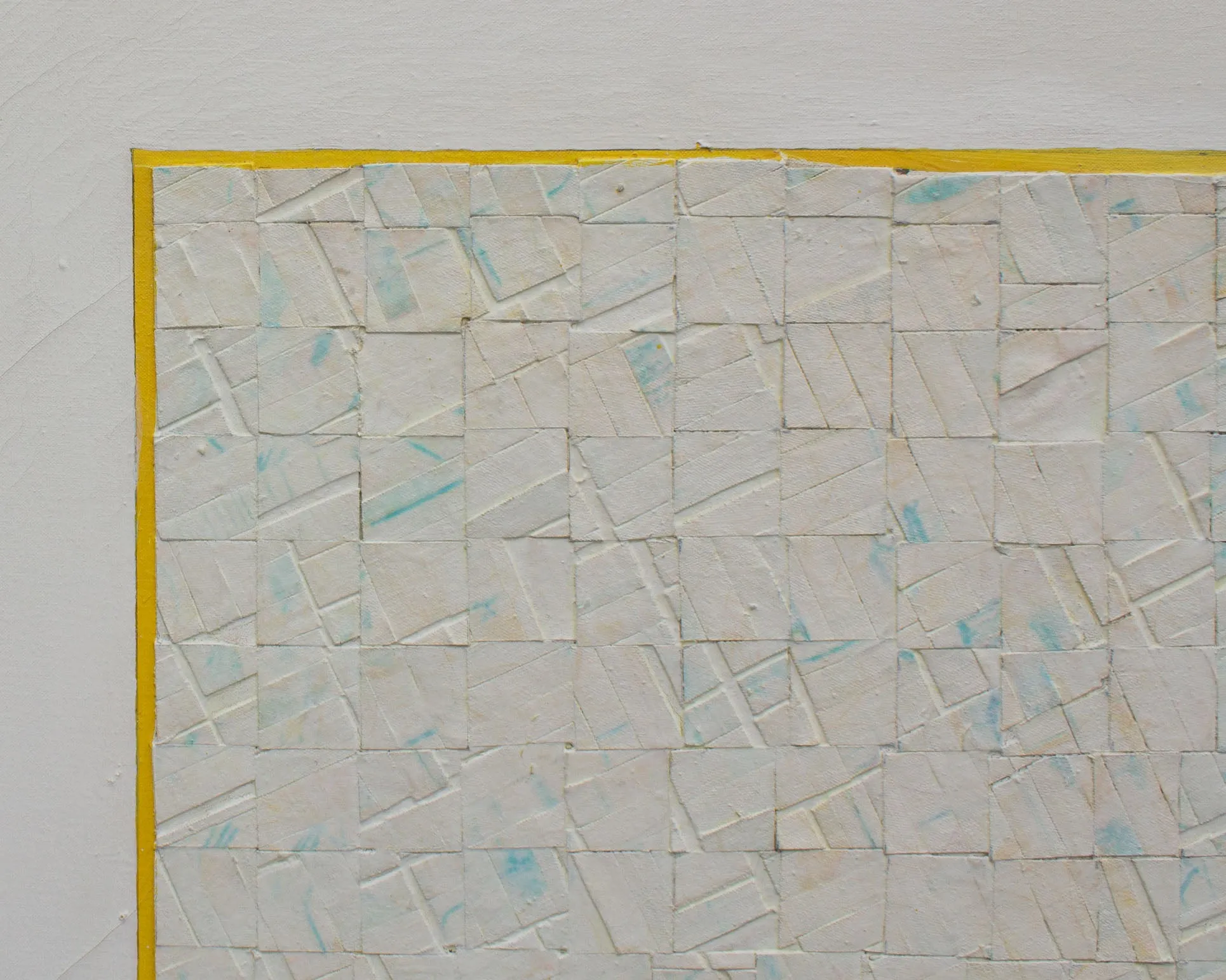 John Zohe Thomas Signed 1980 “Grid” Acrylic and Canvas Collage on Canvas Painting
