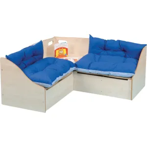 Junior Reading Corner Seat (Blue Cushions) (Maple)