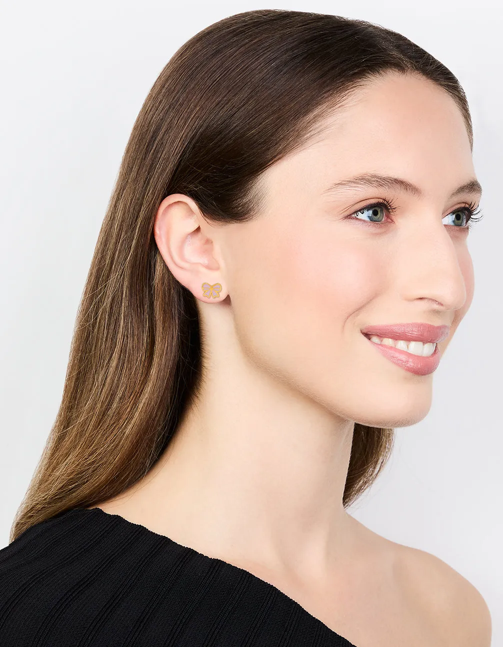 Kids Gold Plated Surgical Steel Bow Flat Back Earrings