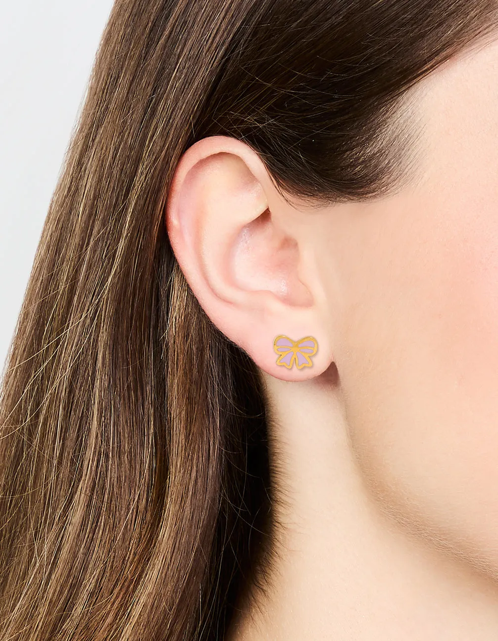 Kids Gold Plated Surgical Steel Bow Flat Back Earrings