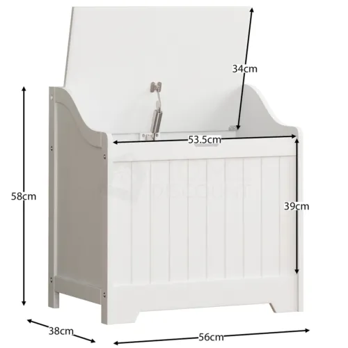 Kids Large Wooden Toy Box with Slow Release Hinge | Ottoman | Blanket Box | White
