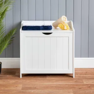 Kids Montessori Toy Box and Seat with Slow Release Hinge | Ottoman | Blanket Box | White