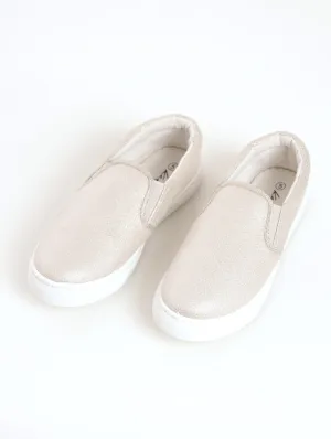 Ladies Metallic Spotted Slip-On Sneaker - Beige
