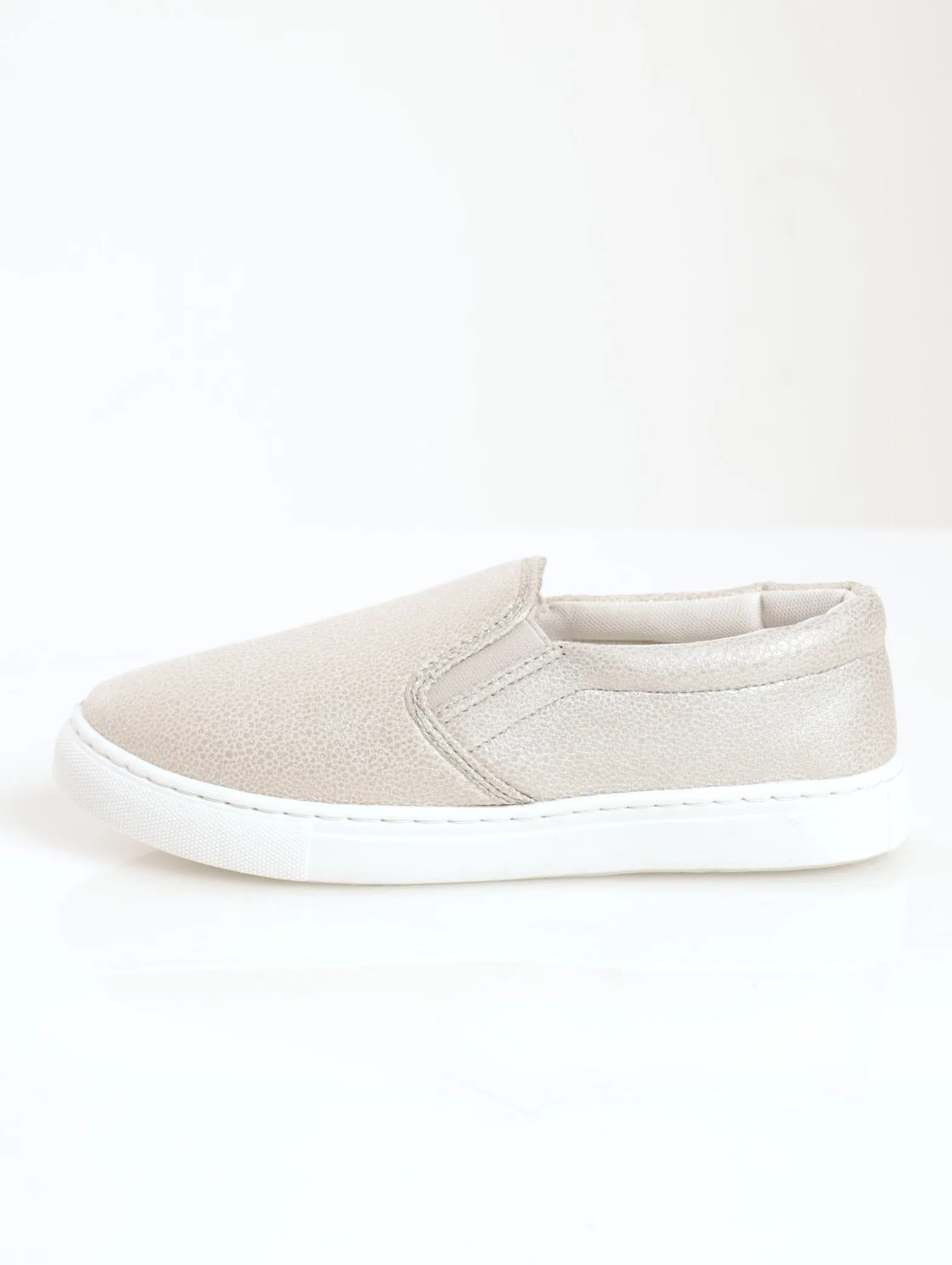 Ladies Metallic Spotted Slip-On Sneaker - Beige
