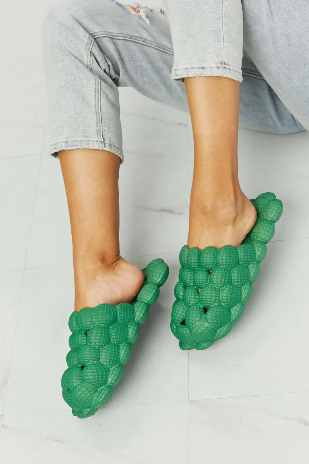 Laid Back Bubble Slides in Green – Fresh Color, Comfort