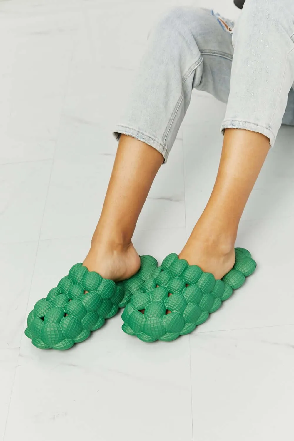 Laid Back Bubble Slides in Green – Fresh Color, Comfort