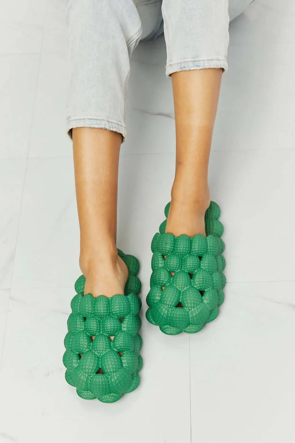 Laid Back Bubble Slides in Green – Fresh Color, Comfort