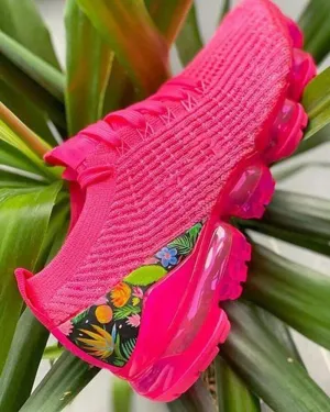 Large Size Casual Shoes Flying Woven Color Matching Running Shoes
