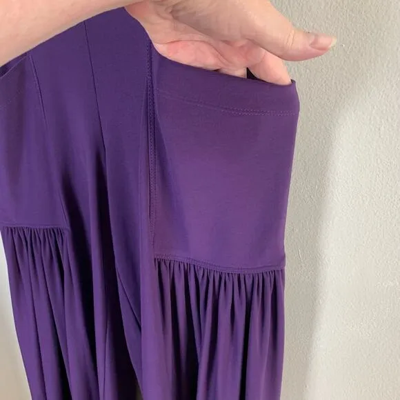 Last Tango Med 2-Piece Slinky Tank Top &amp; Pull On Pants Purple Stretch Made USA