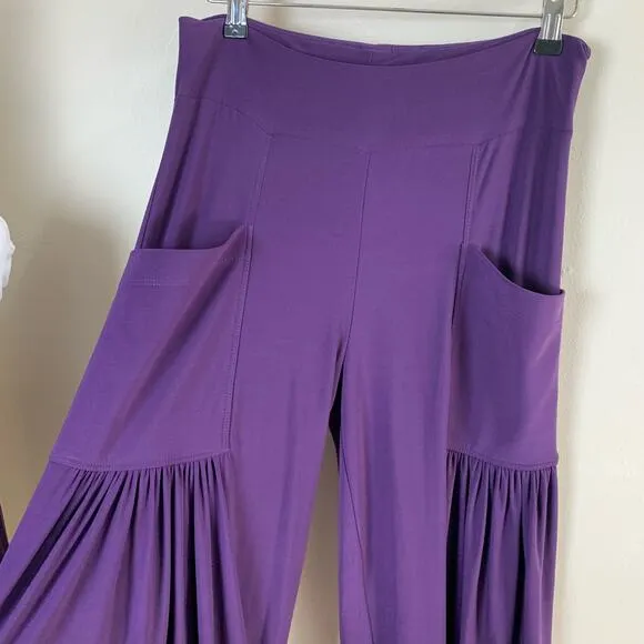 Last Tango Med 2-Piece Slinky Tank Top &amp; Pull On Pants Purple Stretch Made USA