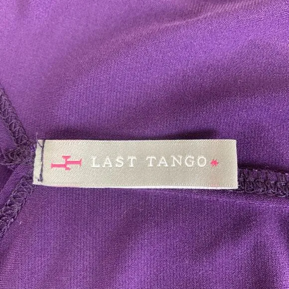 Last Tango Med 2-Piece Slinky Tank Top &amp; Pull On Pants Purple Stretch Made USA