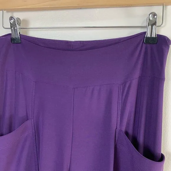 Last Tango Med 2-Piece Slinky Tank Top &amp; Pull On Pants Purple Stretch Made USA
