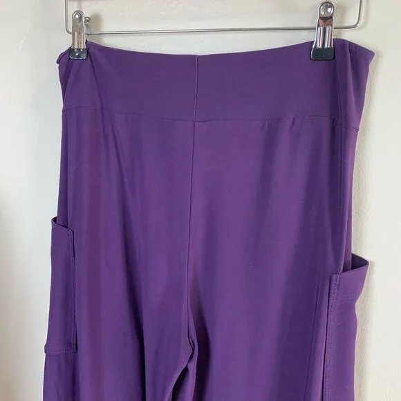 Last Tango Med 2-Piece Slinky Tank Top &amp; Pull On Pants Purple Stretch Made USA