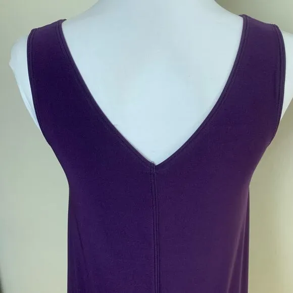 Last Tango Med 2-Piece Slinky Tank Top &amp; Pull On Pants Purple Stretch Made USA