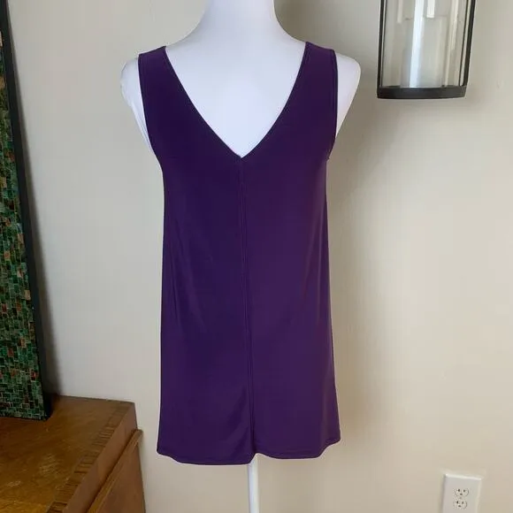 Last Tango Med 2-Piece Slinky Tank Top &amp; Pull On Pants Purple Stretch Made USA
