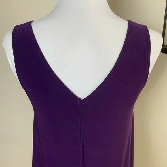 Last Tango Med 2-Piece Slinky Tank Top &amp; Pull On Pants Purple Stretch Made USA