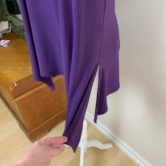 Last Tango Med 2-Piece Slinky Tank Top &amp; Pull On Pants Purple Stretch Made USA