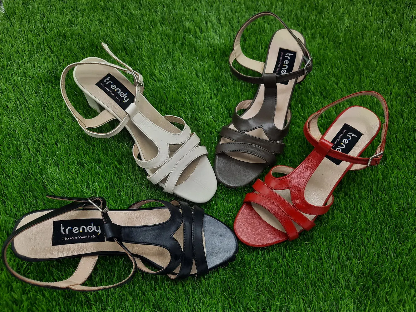 Leather Heeled Sandal Design ZA019