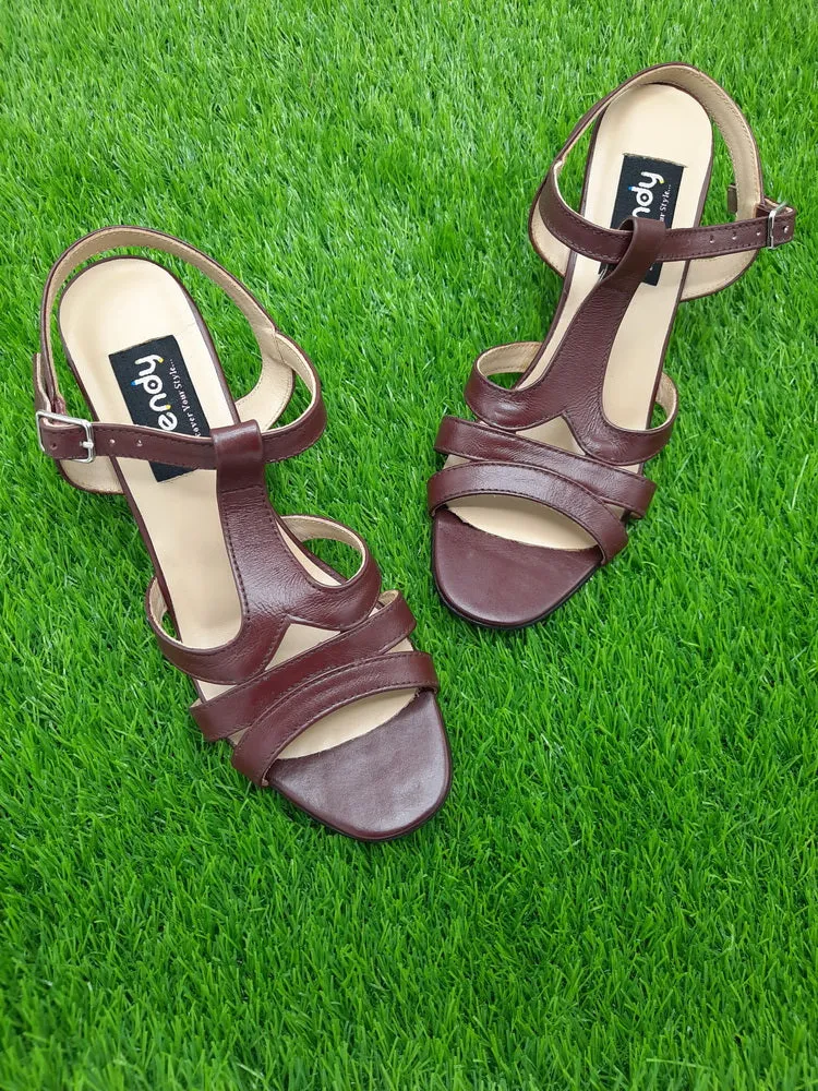 Leather Heeled Sandal Design ZA019