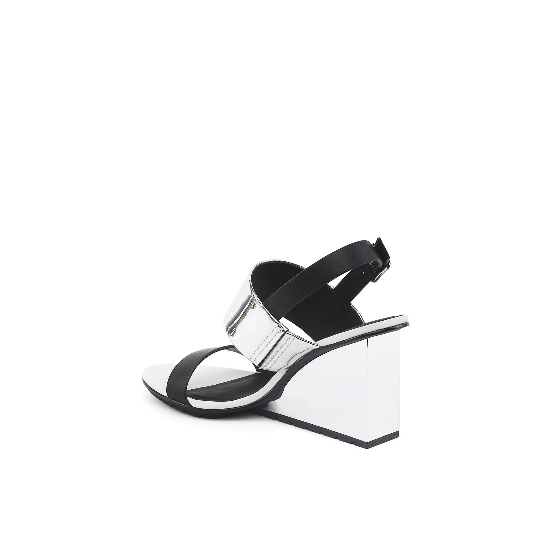 Leather Slingback Wedge Sandal - White