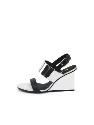 Leather Slingback Wedge Sandal - White