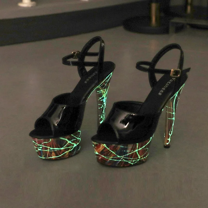 Leather Stiletto High Heels Sandals Wom