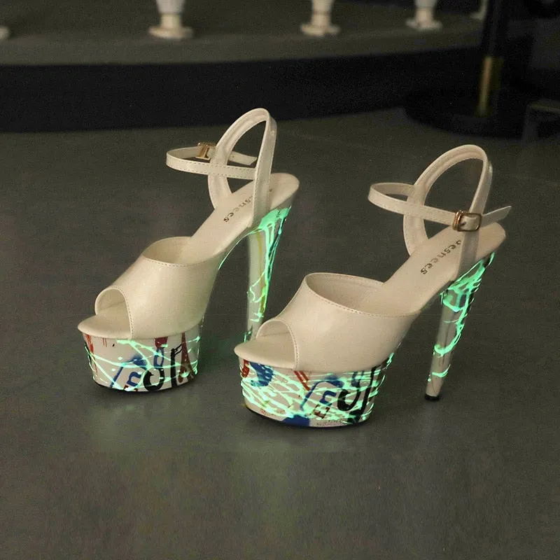 Leather Stiletto High Heels Sandals Wom
