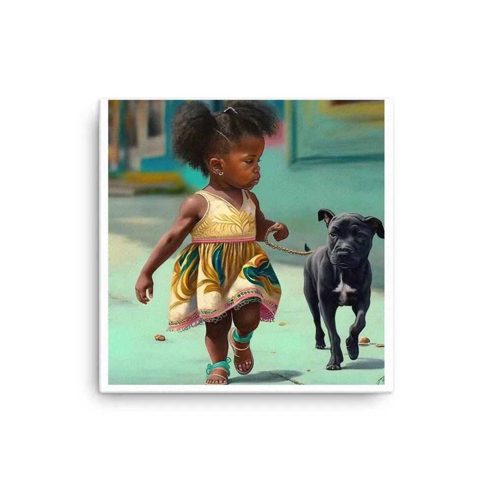 Lil Girl Walking The Dog