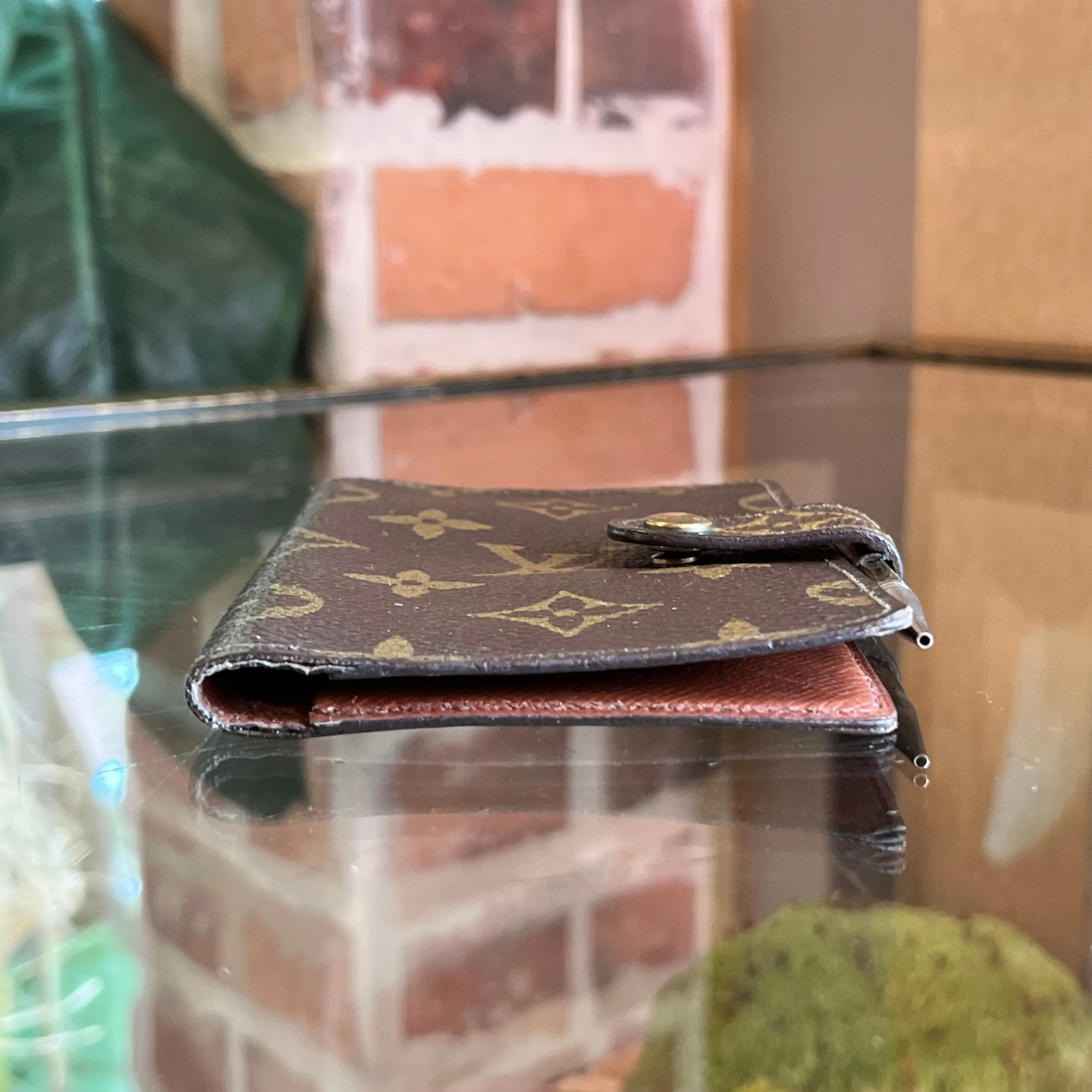 LOUIS VUITTON Brown Monogram Canvas Vintage Mini Notebook Cover and Pen TS3897