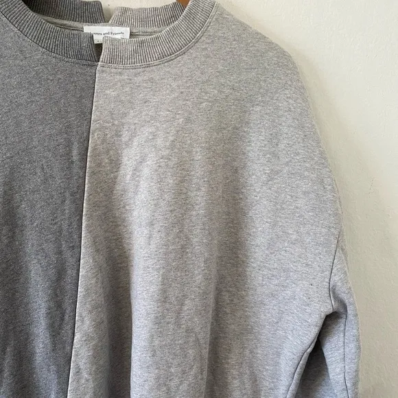 Lovers   Friends Oversized Gray Two Tone Colorblock Sweatshirt Dress Tunic
