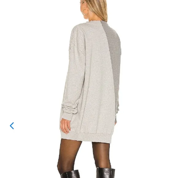 Lovers   Friends Oversized Gray Two Tone Colorblock Sweatshirt Dress Tunic