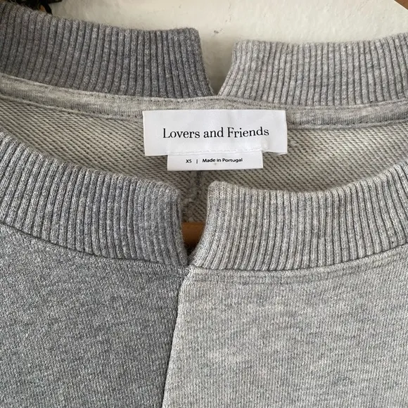 Lovers   Friends Oversized Gray Two Tone Colorblock Sweatshirt Dress Tunic