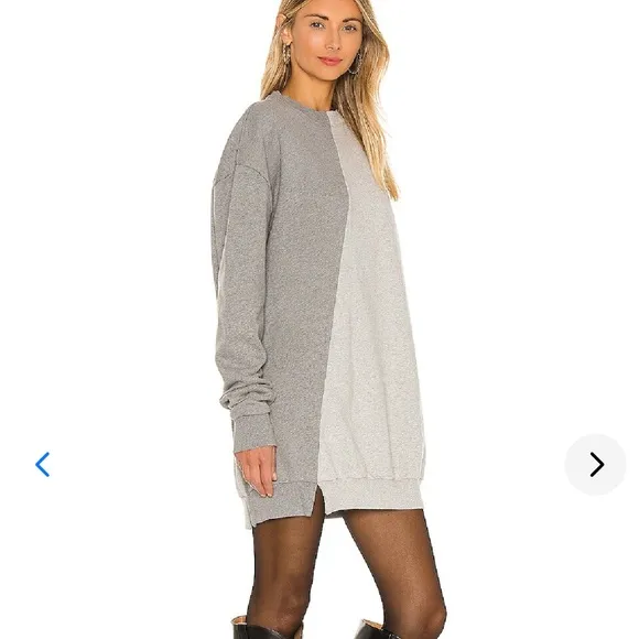 Lovers   Friends Oversized Gray Two Tone Colorblock Sweatshirt Dress Tunic