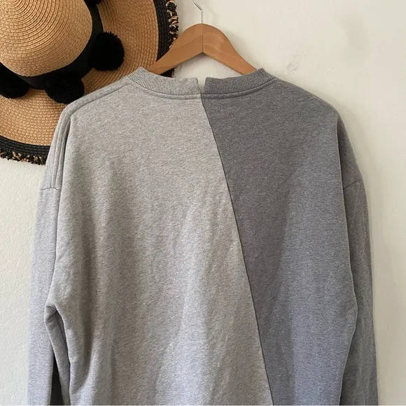 Lovers   Friends Oversized Gray Two Tone Colorblock Sweatshirt Dress Tunic