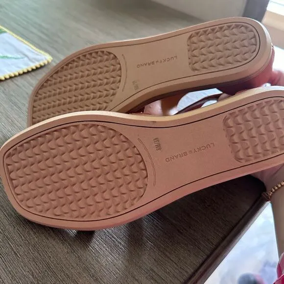 Lucky Brand Women’s Nayda Ankle Strap Leather Sandal Cognac size 8 New