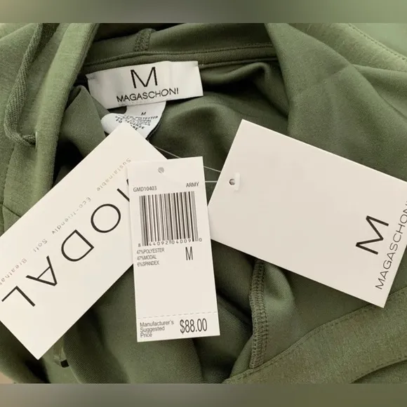 Magaschoni Dolman Sleeve Army Green Modal Hoodie Comfy Dress